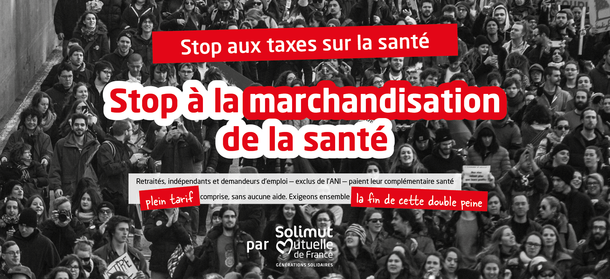 Retraité·es, étudiant·es et demandeur·euses d’emploi, exclu.es de l’ANI, paient leur complémentaire santé au plein tarif, taxes comprises, sans aucune aide. Exigeons ensemble la fin de cette double peine.